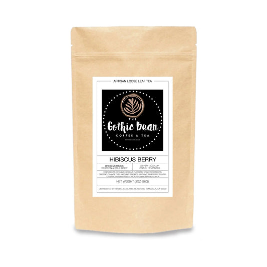 Gothic Bean Coffee & Tea packaging with a label on a white background